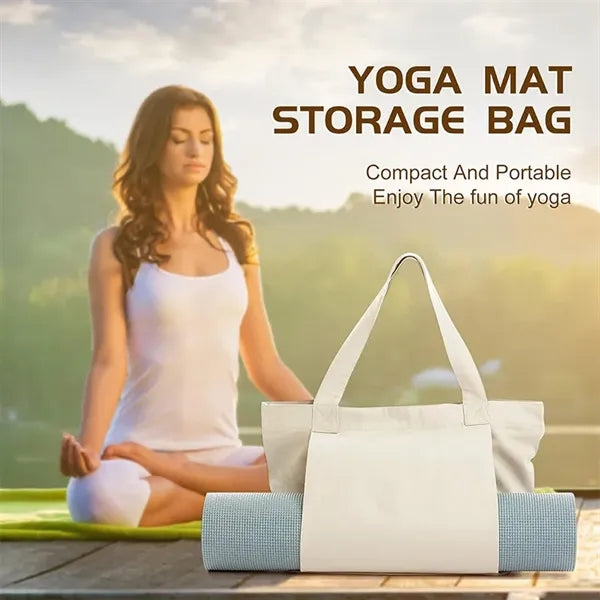 Canvas Tote Bag With Yoga Mat Carrier Pocket