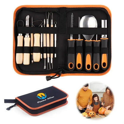 Halloween Pumpkin Carving Knife 14-Piece Set With Tool Bag