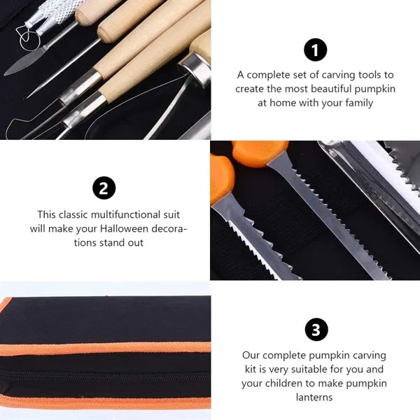 Halloween Pumpkin Carving Knife 14-Piece Set With Tool Bag