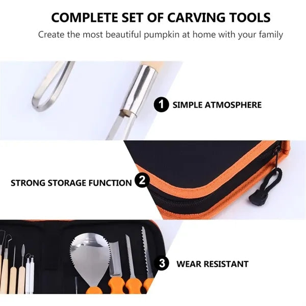 Halloween Pumpkin Carving Knife 14-Piece Set With Tool Bag