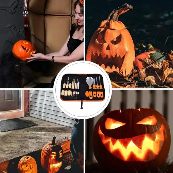 Halloween Pumpkin Carving Knife 14-Piece Set With Tool Bag