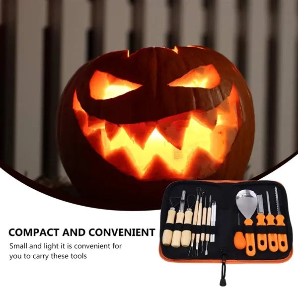 Halloween Pumpkin Carving Knife 14-Piece Set With Tool Bag