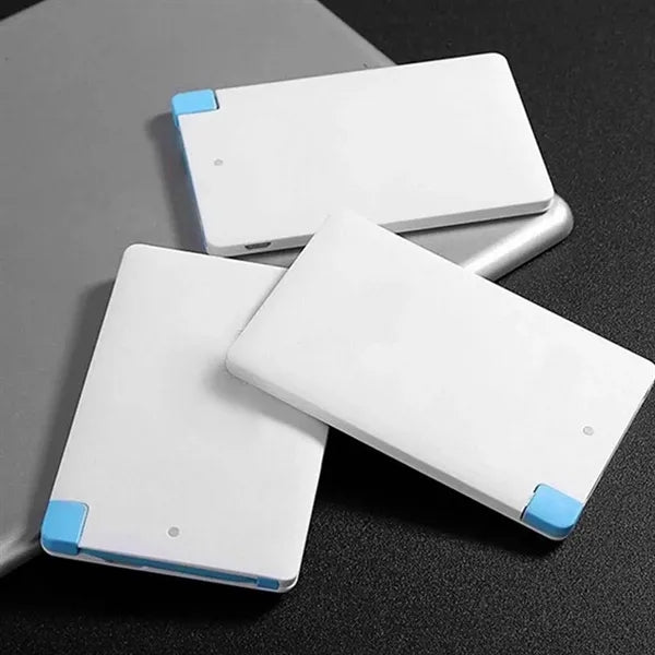 Slim card size built in cables portable charger power bank