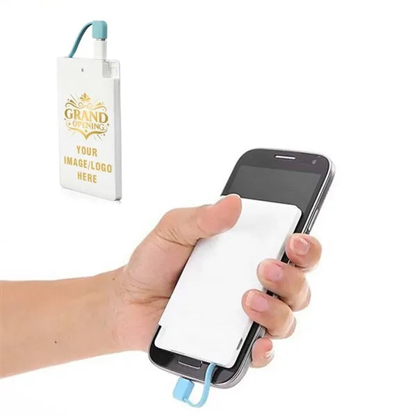 Slim card size built in cables portable charger power bank