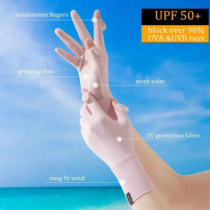 UPF 50+ Sun Protection Mesh Palm Touchscreen Driving Gloves