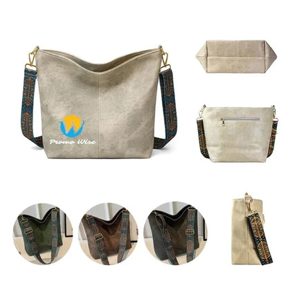 Vintage Smooth Solid Color PU Leather Shoulder Sling Bag