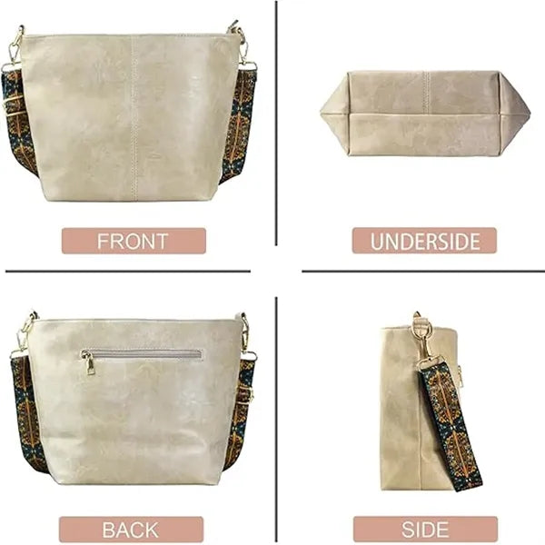 Vintage Smooth Solid Color PU Leather Shoulder Sling Bag