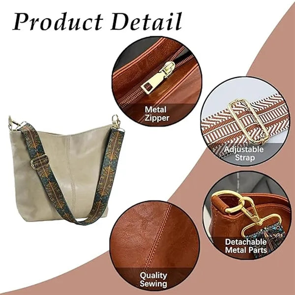 Vintage Smooth Solid Color PU Leather Shoulder Sling Bag