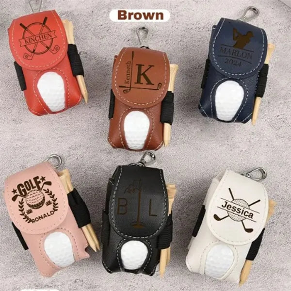 Leather Golf Ball Pouch Mini Pocket Storage Bag