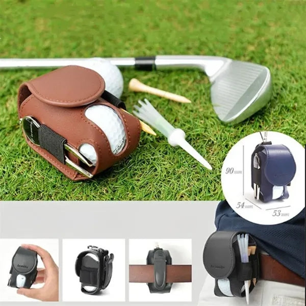 Leather Golf Ball Pouch Mini Pocket Storage Bag