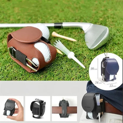 Leather Golf Ball Pouch Mini Pocket Storage Bag