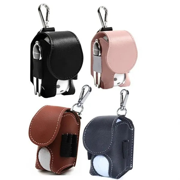 Leather Golf Ball Pouch Mini Pocket Storage Bag