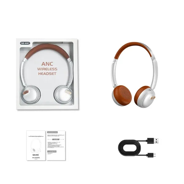 Retro Wireless Bluetooth Headphones With ANC And Ultra Light