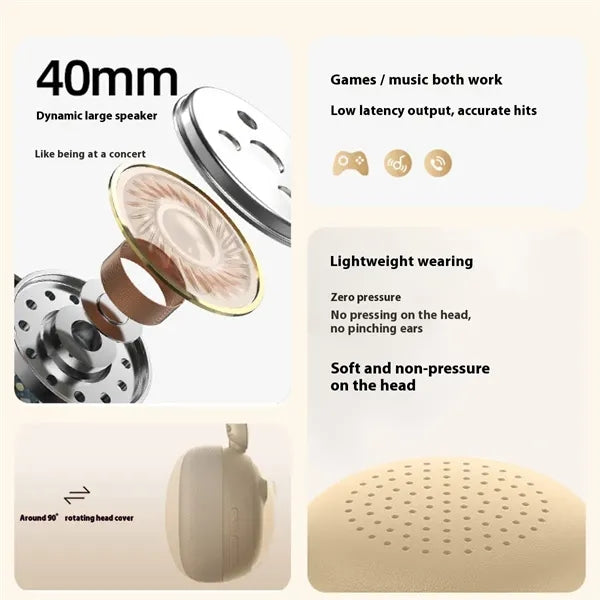 Retro Wireless Bluetooth Headphones With ANC And Ultra Light