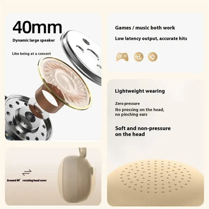 Retro Wireless Bluetooth Headphones With ANC And Ultra Light
