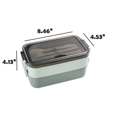 Dual-Compartment PP Lunch Box With Integrated Utensils