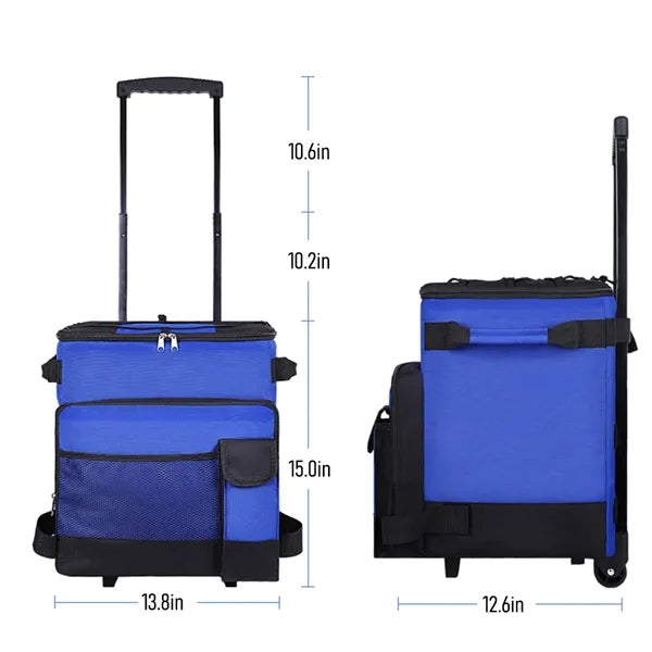 43L Cool Bag with Tie Rod Wheels Foldable Large Freezer
