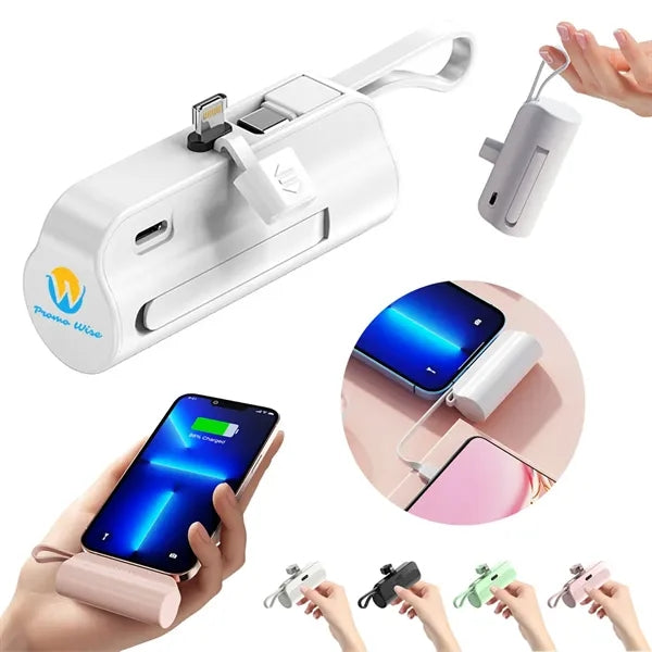 Pocket-Sized Power Bank Built-in Cables with Folding Stand