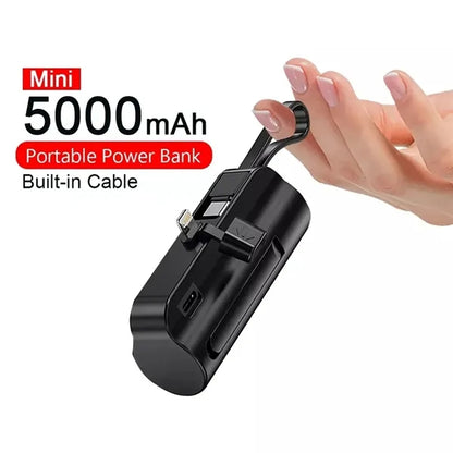 Pocket-Sized Power Bank Built-in Cables with Folding Stand