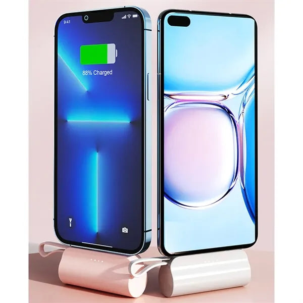 Pocket-Sized Power Bank Built-in Cables with Folding Stand