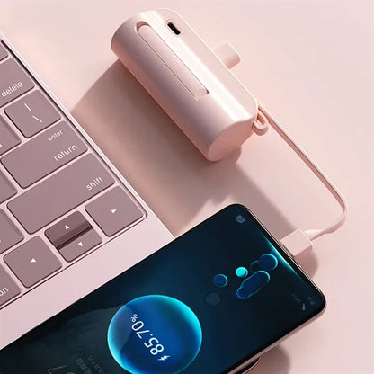 Pocket-Sized Power Bank Built-in Cables with Folding Stand