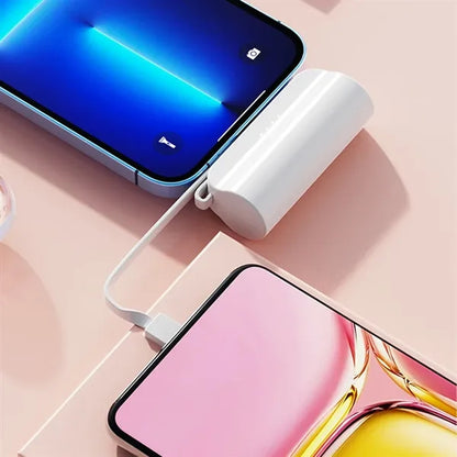 Pocket-Sized Power Bank Built-in Cables with Folding Stand