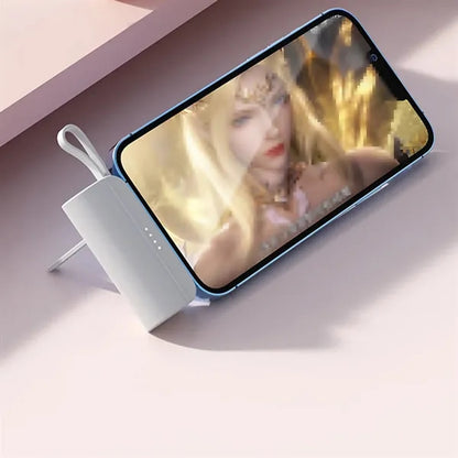 Pocket-Sized Power Bank Built-in Cables with Folding Stand