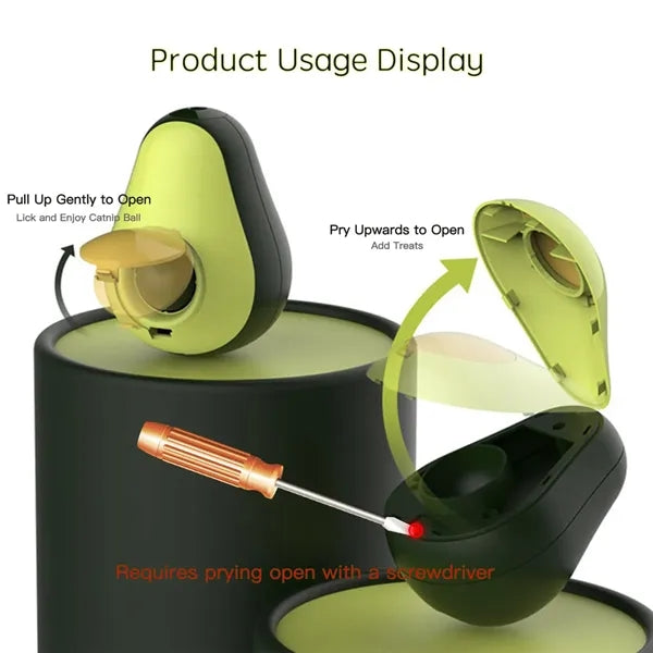 Avocado Shaped Interactive Wobble Cat Treat Toy with Catnip