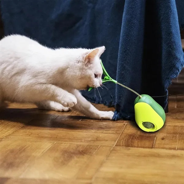 Avocado Shaped Interactive Wobble Cat Treat Toy with Catnip