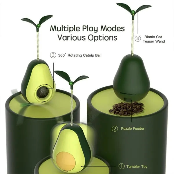 Avocado Shaped Interactive Wobble Cat Treat Toy with Catnip