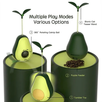 Avocado Shaped Interactive Wobble Cat Treat Toy with Catnip
