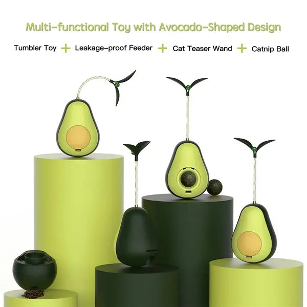 Avocado Shaped Interactive Wobble Cat Treat Toy with Catnip
