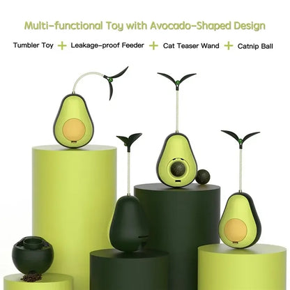 Avocado Shaped Interactive Wobble Cat Treat Toy with Catnip