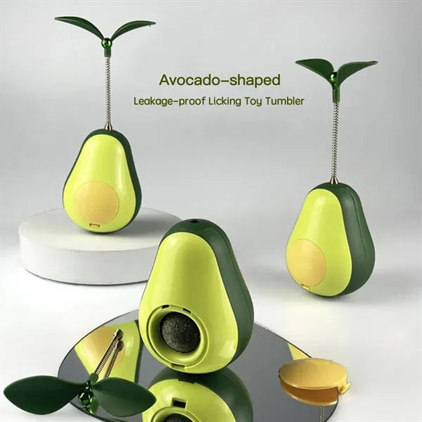 Avocado Shaped Interactive Wobble Cat Treat Toy with Catnip
