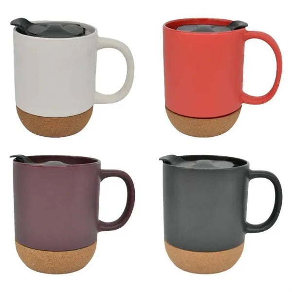 Ceramic Cork Bottom Mug with Lid