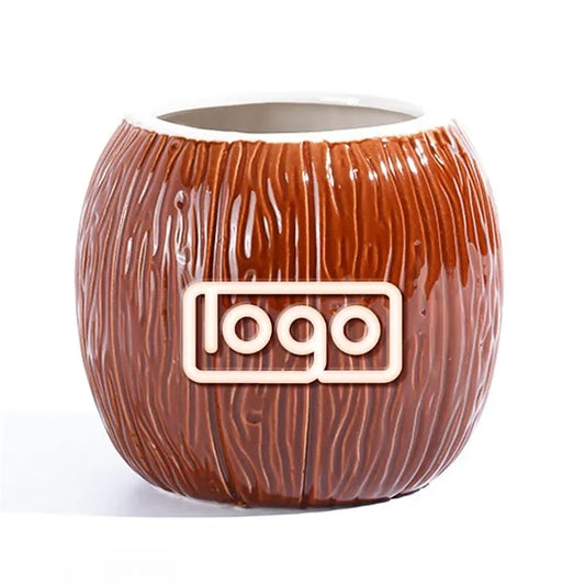 18oz Ceramic Coconut Shell Women's Personalized Cocktail Cup