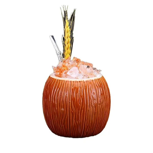 18oz Ceramic Coconut Shell Women's Personalized Cocktail Cup