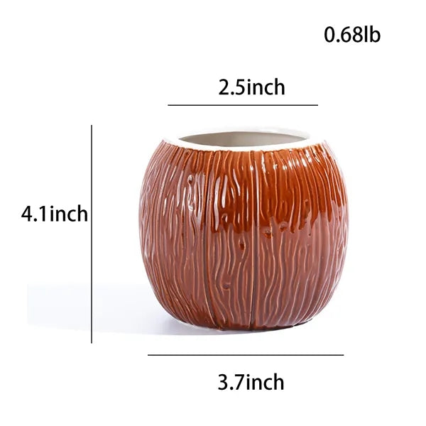 18oz Ceramic Coconut Shell Women's Personalized Cocktail Cup