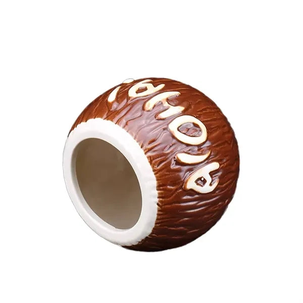 18oz Ceramic Coconut Shell Women's Personalized Cocktail Cup