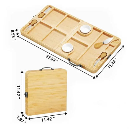Foldable Bamboo Charcuterie Board with Serving Tools