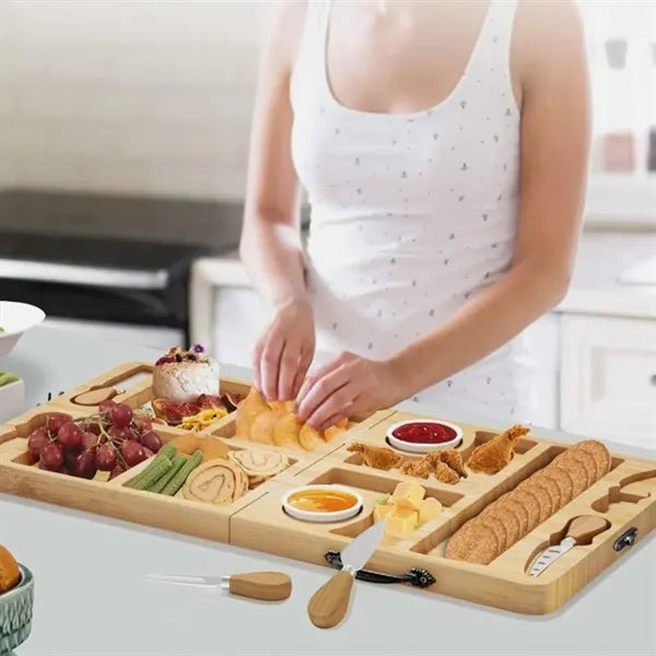 Foldable Bamboo Charcuterie Board with Serving Tools