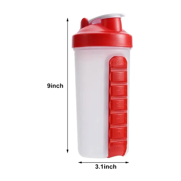20Oz. Protein Shaker Bottle with Integrated Pill Organizer