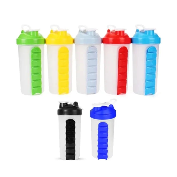 20Oz. Protein Shaker Bottle with Integrated Pill Organizer