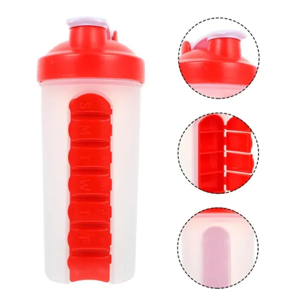 20Oz. Protein Shaker Bottle with Integrated Pill Organizer