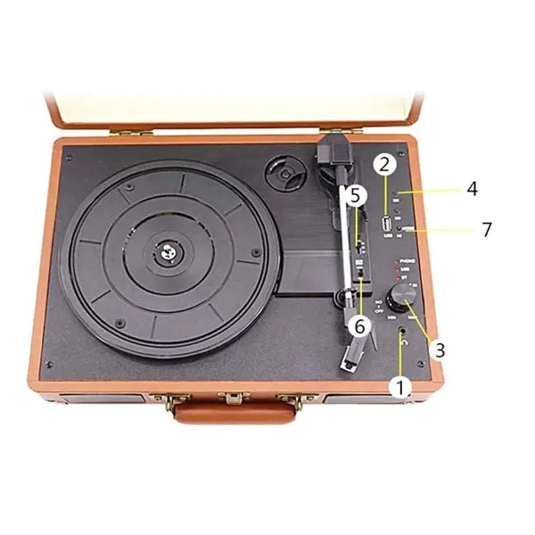 Portable Vintage Style Record Player Briefcase