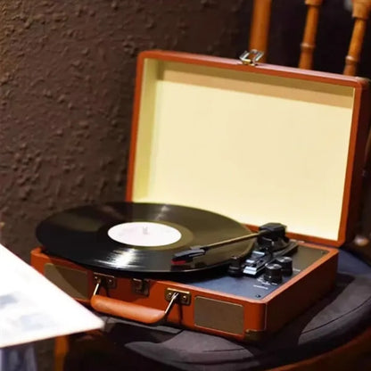 Portable Vintage Style Record Player Briefcase