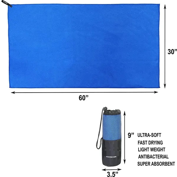 Quick Dry Sand-Free Microfiber Towel with Travel Pouch