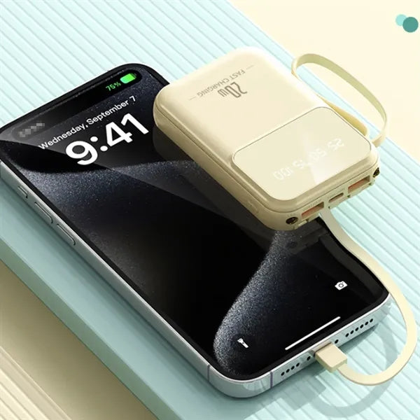 3 Capacities Slim Power Bank 2 Screen Types Built-in Cables