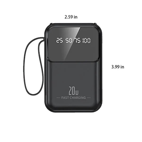 3 Capacities Slim Power Bank 2 Screen Types Built-in Cables
