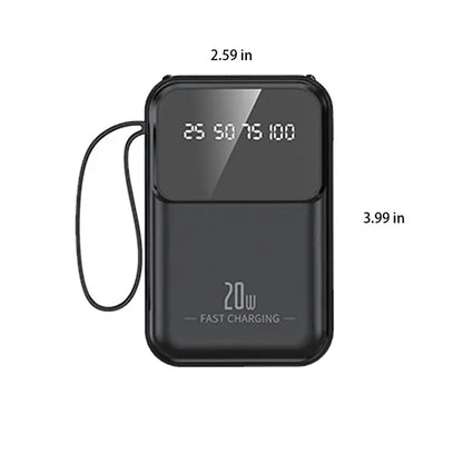 3 Capacities Slim Power Bank 2 Screen Types Built-in Cables